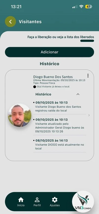 Tela inicial do app VN3Condo